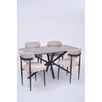 Erezoğulları Mobilya Çapraz Polo Demir High Gloss Yemek Masa Sandalye Takımı 90 x 160 - Siyah