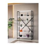 Erezoğulları Mobilya Ferforje Beyaz Ahşap 5 Raflı Kitaplık 100X30x180