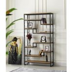 Erezoğulları Mobilya Modern Tarz Ahşap Metal 5 Raflı Labirent Kitaplık 100*30*180Cm