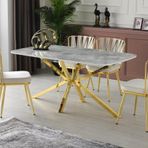 Erezoğulları Mobilya Polo Çapraz High Gloss Gold Yemek Masa Sandalye Takımı 90X160cm
