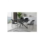 Erezoğulları Mobilya Polo Çapraz High Gloss Yemek Masa Sandalye Takımı 90X160cm