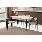 Erezoğulları Mobilya Tekno Polo Mdf Açılır Mutfak Masa Sandalye Takımı 90X160 - Beyaz