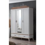 Erezoğulları Modern Trend 3 Kapılı 2 Çekmeceli Beyaz Ceviz Gardırop