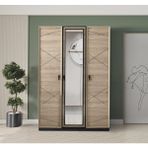 Erezoğulları Vega 3 Kapaklı Modern Aynalı Abanoz Gardrop