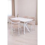 Erezoğulları Venedik Polo Mdf Lak Panel Açılır Mutfak Masa Sandalye Takımı 80*130cm Beyaz