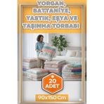 Erfa Plastik Ambalaj 90X150 cm 1.kalite Naylon Torba Büyük Boy Kalın Yorgan Yastık Battaniye Poşeti Eşya Koymalık - Şeffaf - 20 Adet - 91x150 Cm