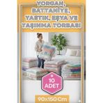 Erfa Plastik Ambalaj 90X150 cm 10 Adet 1.kalite Naylon Torba Büyük Boy Kalın Yorgan Yastık Battaniye Poşeti Eşya Koymalık