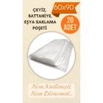 Erfa Plastik Ambalaj Naylon Torba 20 Adet 60X90 cm Çeyiz Yastık Battaniye Poşeti Eşya Koymalık