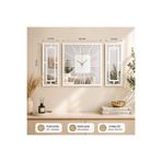 ERGEÇ TASARIM Aynalı 3’lü Dekoratif Duvar Saati 40 Cm + 40x20 Cm Beyaz - Pleksi MDF Modern Salon Seti