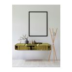 ERGLASS CAM 95x15cm **gold Ayna** Kaplı Dresuar Raf Çekmeceli Duvara Monte Dresuar Hol Antre