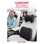 ergo travel Carfort Büyük Visco Araç Boyun Yastığı – Visco Araç Bel Yastığı Takım - Siyah -