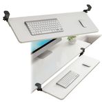 Ergonomi Masa Genişletici Tepsisi, Klavye ve Fare Tepsisi Üzerinde Ayarlanabilir Kelepçe Masa Altında Bilek Desteği ile Masa Genişletici Raf Bilgisayar Dirsek Kol Desteği için (Beyaz 75 x 25 cm)