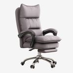 Ergonomik büyük ve uzun ofis koltuğu, yetişkinler için, yüksekliği ayarlanabilir oyun koltuğu, kalın sırt desteği, kolçaklar ve tekerlekler, tabure dahil, gri