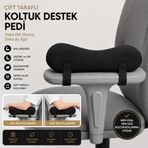 Ergonomik Çift Taraflı Visco Kolçak Pedi, Kol ve Dirsek Desteği, Nefes Alan Kumaş, Oval ve Düz Koltuk Kollarına Uygun