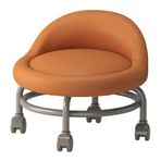 Ergonomik döner tabure, sırt desteği, döner tekerlekler, poliüretan deri, Osmanlı kompakt ayaklık, ev/ofis için, beyaz kısa tekerlekli koltuk