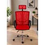 Ergonomik Fileli Ofis Koltuğu, Başlıklı Çalışma Koltuğu, Kırmızı Yönetici Koltuğu, Bilgisayar Sandalyesi