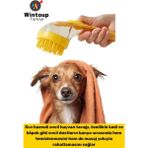 Ergonomik Kedi Köpek Banyo Temizlik Masaj Etkili Zararsız Silikon Sıvı Hazneli Evcil Hayvan Tarağı - Sarı