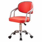 Ergonomik Kırmızı Ofis Koltuğu Ayarlanabilir Kollu Döner ve Yuvarlanan Tekerlekler Ev Okul Yatak Odası için Rahat Oturma - Şık ve Fonksiyonel Tasarım