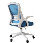 Ergonomik Mesh Bilgisayar Koltuğu Bel Desteği Flip-Up Kolları Döner Tekerlekler - Oyun Ofisi Ev ve Öğrenci Kullanımı için İdeal - Blue2 Kafalık Tasarımı Yok