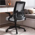 Ergonomik Ofis Koltuğu Ayarlanabilir Kafalık Flip Up Kolçaklar Bel Desteği Kararlı Taban Rahat Oyun Sandalyesi Tekerlekler Üzerinde Gri Kafalık Seçeneği Yok