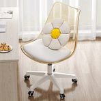 Ergonomik oyun sandalyesi ve bilgisayar masası sandalyesi, kolsuz akrilik görev koltuğu, tekerlekli ayarlanabilir yükseklik şeffaf plastik tasarım, ev, ofis, makyaj ve küçük alanlar için