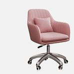 Ergonomik Pembe ve Gümüş Ofis Koltuğu - Öğrenciler ve Ev Ofisi için Ayarlanabilir Döner Bilgisayar Masası Sandalyesi Yatak Odası ve Balkonda Çalışma Yazma ve Boş Zaman için Mükemmel
