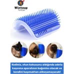 Ergonomik Sabitlenebilir Evcil Hayvan Kedi Masaj Rahatlamaetkili Zararsız Kedi Kaşınma Fırçası - Beyaz - Mavi