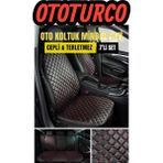 Ergonomik,ortopedik,suni Deri Kapitoneli Lüks Ototurco Oto Koltuk Kılıfı-Minderi (7li Tam Set)Siyah-Kırmızı - Siyah - Kırmızı