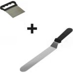 Ergün Collection 2li Set Hamur Şekillendirici Eğik Pasta Spatulası ve Metal Hamur Kesici Kazıyıcı Spatula