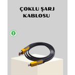 Ergün Store 65W Çoklu Şarj Kablosu 4’ü 1 Arada Örgülü Hızlı Veri Aktarım Usb-C Usb-A - Lisinya