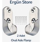 Ergün Store Krom Oval Boru Askı Flanşı Gardrop , Dolap Içi Askılık Boru Aparatı 2 Adet Flanş