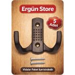 Ergün Store Noktalı Portmanto Vestiyer Duvar Dolap Elbise Askısı Siyah Metal Mobilya Kapı Askılığı Askılık (5 Adet)