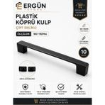 Ergün Store Plastik Köprü Kulp 160-192 Çift Ölçü Dolap Çekmece Kulpu , Mobilya Kulpu , Sert Polimer Siyah Kulp , Vestiyer Kulpu , Gardrop Kulpu , 10 Adet Vida Dahil