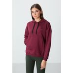 Erguvan Kompakt Pamuklu Kalın Pürüzsüz Dokulu Kapüşonlu Oversize Fit Kadın Sweatshirt - 97291