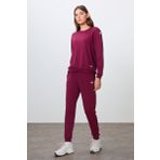 Erguvan Kompakt Pamuklu Kalın Pürüzsüz Dokulu O Yaka Oversize Fit Kadın Eşofman Takım - 95341