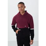 Erguvan Pamuklu Kalın İçi Tüylü Yumuşak Dokulu Comfort Fit Nakışlı Erkek Sweatshirt - 88417