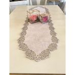 Ergüven Home Koyu Bej (Taş Rengi) Süet Kumaş Runner Masa Boyu 40X140 Cm - 40 x 140 cm