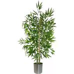 ERHAN FLOWERS ÇİÇEK & DEKORASYON 120 Cm 4 Gövdeli Yapay Bambu Agacı Metal Saksı ypy.agç.00381