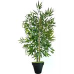 ERHAN FLOWERS ÇİÇEK & DEKORASYON 120 Cm 4 Gövdeli Yapay Bambu Agacı Siyah Plastik Saksı ypy.agç.00369