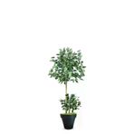 ERHAN FLOWERS ÇİÇEK & DEKORASYON 120 Cm Ficus Yapay Ağaç Bambu 2 Gövdeli Siyah Plastik Saksı ypy.agç.00288