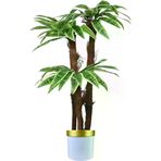 ERHAN FLOWERS ÇİÇEK & DEKORASYON 160 Cm 3 Gövdeli Yapay Palmıye Yuka Agacı Beyaz Gold Saksı ypy.agç.00394
