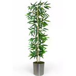 ERHAN FLOWERS ÇİÇEK & DEKORASYON Dekoratif Yapay Yapraklı 3 Gövde Bambu Ağacı 100 Cm Bambu Metal Saksı ypy.agç.00214