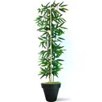 ERHAN FLOWERS ÇİÇEK & DEKORASYON Dekoratif Yapay Yapraklı 3 Gövde Bambu Ağacı 120 Cm Bambu Siyah Plastık Saksı ypy.agç.00196