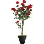 ERHAN FLOWERS ÇİÇEK & DEKORASYON Kırmızı Yapay Gül Ağaç 150 Cm Siyah Plastik Saksı ypy.agç.00351