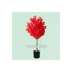 ERHAN FLOWERS ÇİÇEK & DEKORASYON Yapay Ağaç Japon Kiraz Çiçeği Bahardalı Ağacı Galvaniz Saksıda Kirmizi Renkli 150 Cm bhr.150