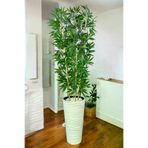 ERHAN FLOWERS ÇİÇEK & DEKORASYON Yapay Bambu Ağacı 180Cm Yoğun Yapraklı Beyaz Renk Saksıda kms.sks.180.bmb