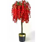 ERHAN FLOWERS ÇİÇEK & DEKORASYON Yapay Kırmızı Akasya Agacı Siyah Gold Saksı ypy.agç.00182