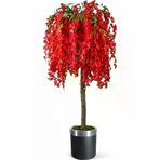 ERHAN FLOWERS ÇİÇEK & DEKORASYON Yapay Kırmızı Akasya Agacı Siyah Gümüş Saksı ypy.agç.00181