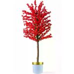 ERHAN FLOWERS ÇİÇEK & DEKORASYON Yapay Kırmızı Bahar Dalı Agacı 180 Cm Beyaz Gold Saksı ypy.agç.00248