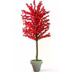 ERHAN FLOWERS ÇİÇEK & DEKORASYON Yapay Kırmızı Bahar Dalı Agacı 180 Cm Beyaz Plastık Saksı ypy.agç.00245
